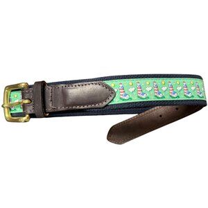 Vineyard Vines Men's Lighthouse Green & Navy Belt Size 32